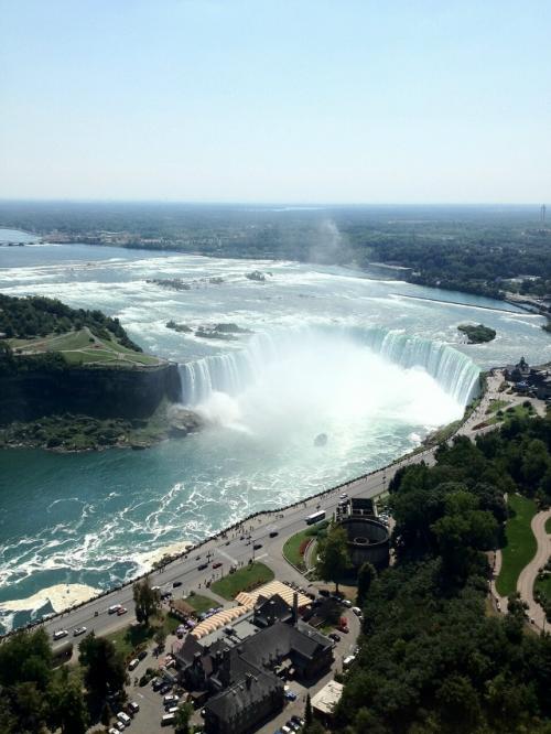 Ниагарский водопад, расположенный на реке ниагара, которая отделяет штат Нью-йорк (США) от канадской провинции онтарио. 

