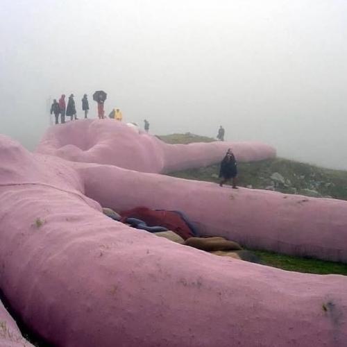 В 2005 году на склоне итальянской горы коллето - фава установили 60-метрового розового кролика. 03