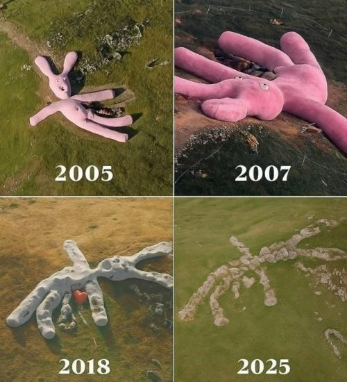 В 2005 году на склоне итальянской горы коллето - фава установили 60-метрового розового кролика. 02