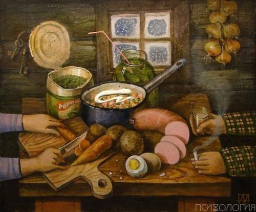 Новогодний антураж в картинах советских и российских художников.