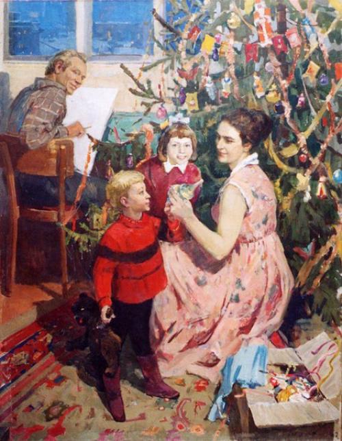 Новогодний антураж в картинах советских и российских художников. 01