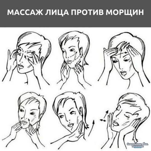 Массаж лица против морщин.

