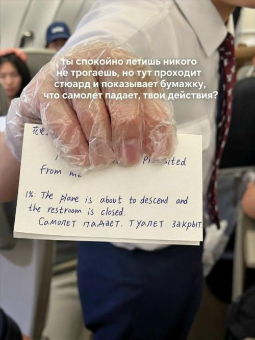 Трудности перевода на высоте 10 000 метров: как одна фраза стюарда заставила замереть весь салон.
