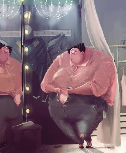 В магазине я джинсы примеряла.  