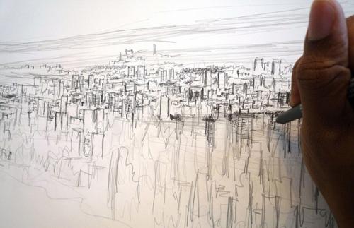 Художник Стивен уилтшир (Stephen Wiltshire), страдающий аутизмом, нарисовал гигантскую пятиметровую панораму Нью-йорка. 02