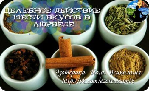 Целебное действие шести вкусов в аюрведе.