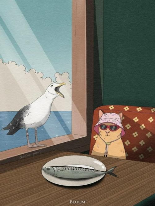 Работы Кристины Алексеевой - это одна большая вселенная котов, которые наслаждаются жизнью лучше всех нас вместе взятых. 02